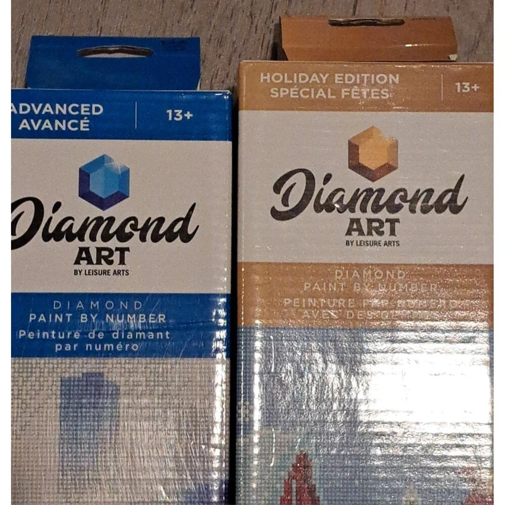 Lot of 2 Leisure Arts Diamond Art Advanced Expert Kits Cross, Christmas Village